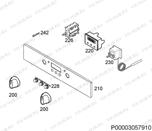 Взрыв-схема плиты (духовки) Zanussi ZOA35526XK - Схема узла Command panel 037