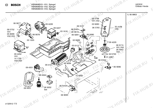 Взрыв-схема плиты (духовки) Bosch HBN868B - Схема узла 03