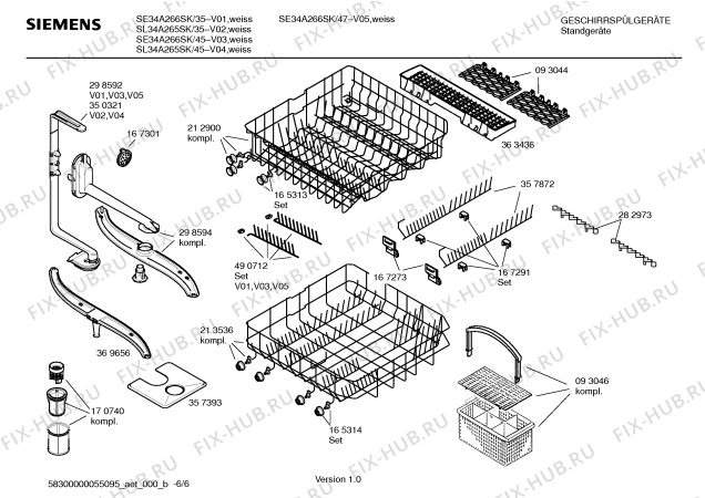 Взрыв-схема посудомоечной машины Siemens SE34A266SK Extraklasse - Схема узла 06