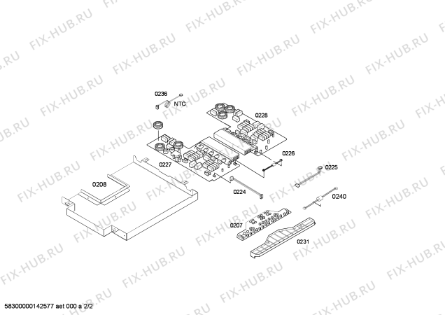 Взрыв-схема плиты (духовки) Bosch PIB651N14E - Схема узла 02