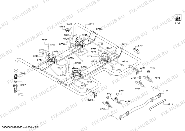 Взрыв-схема плиты (духовки) Bosch HGD725150N - Схема узла 07