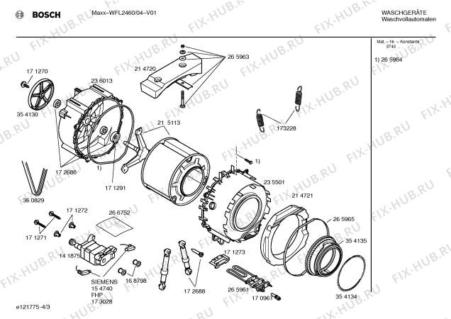 Схема №1 WFL2460 с изображением Инструкция по установке и эксплуатации для стиральной машины Bosch 00526524