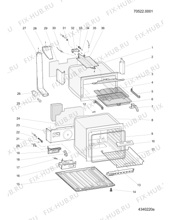 Взрыв-схема плиты (духовки) Hotpoint HW170GK (F046625) - Схема узла