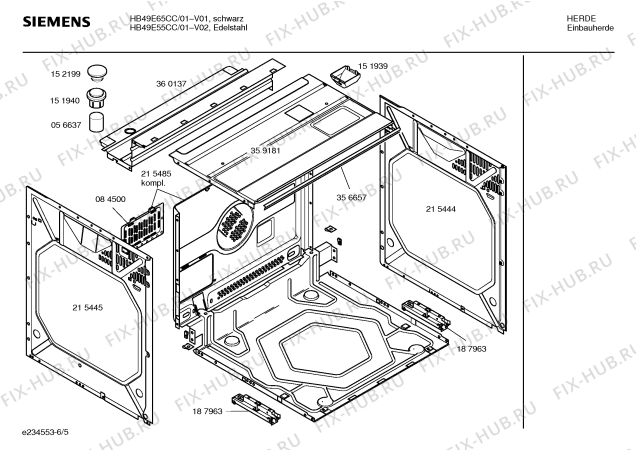 Взрыв-схема плиты (духовки) Siemens HB49E65CC - Схема узла 05