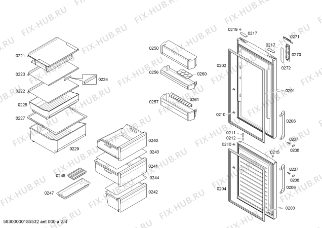 Взрыв-схема холодильника Bosch KGN36XI45 - Схема узла 02
