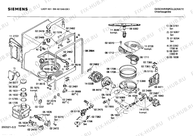 Взрыв-схема посудомоечной машины Siemens SN461346 - Схема узла 02