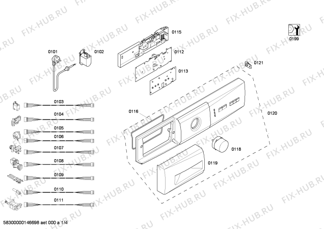 Схема №1 3TS72100W с изображением Панель управления для стиральной машины Bosch 00667183