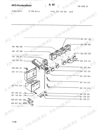 Взрыв-схема плиты (духовки) Aeg FV 540 GLZ W - Схема узла Section6