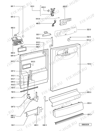 Схема №1 ADP 5540/1 WH с изображением Панель для посудомоечной машины Whirlpool 481245372381