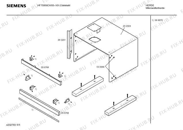 Схема №1 HF75955NL с изображением Передняя панель для свч печи Siemens 00288283