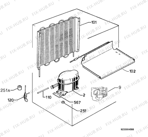 Взрыв-схема холодильника Faure FRT144W - Схема узла Cooling system 017
