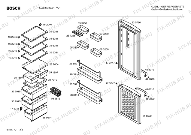 Взрыв-схема холодильника Bosch KGS37340 - Схема узла 02