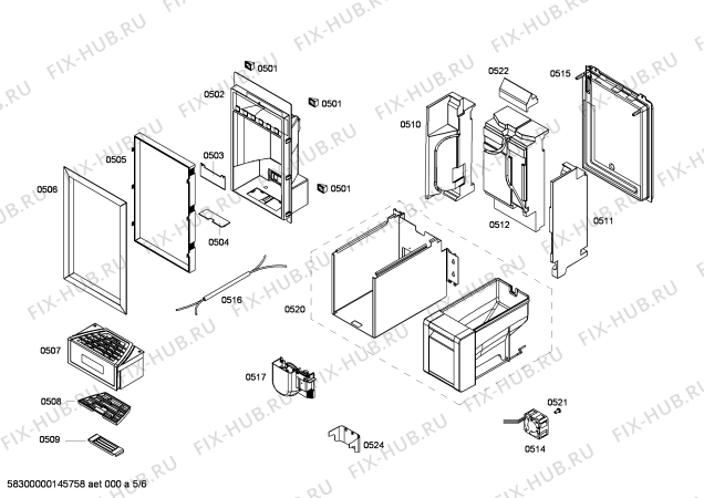 Схема №1 RF463201 с изображением Льдогенератор для холодильника Bosch 00684895