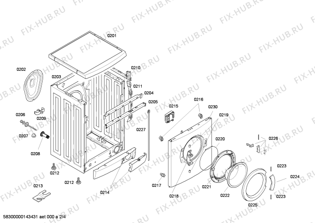 Взрыв-схема стиральной машины Bosch WAE20363GR - Схема узла 02