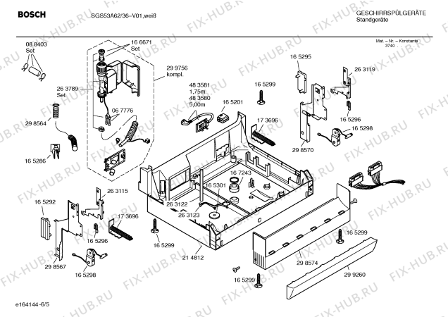 Взрыв-схема посудомоечной машины Bosch SGS53A62 - Схема узла 05