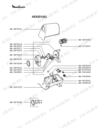 Взрыв-схема мясорубки Moulinex AE9251I(0) - Схема узла IP001337.4P2