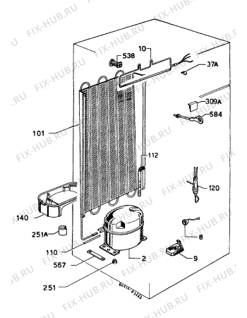 Взрыв-схема холодильника Zanussi Z19/4D - Схема узла Cooling system 017