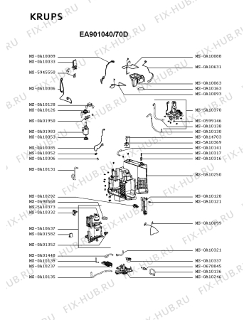 Взрыв-схема кофеварки (кофемашины) Krups EA901040/70D - Схема узла 4P005267.2P5