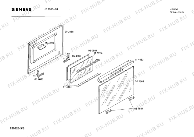 Взрыв-схема плиты (духовки) Siemens HE1003 - Схема узла 03