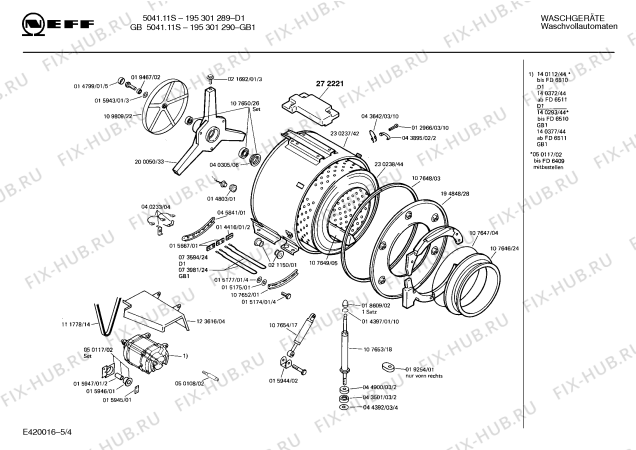 Схема №1 195301290 GB5041.11S с изображением Мотор для стиралки Siemens 00140293