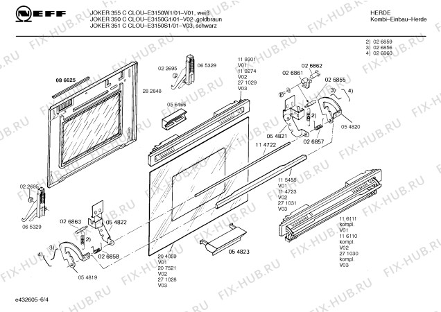 Схема №1 E3140W1 JOKER 345 C с изображением Ручка управления духовкой для духового шкафа Bosch 00153212