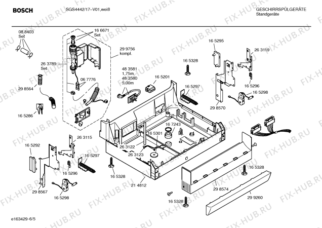 Взрыв-схема посудомоечной машины Bosch SGS4442 - Схема узла 05
