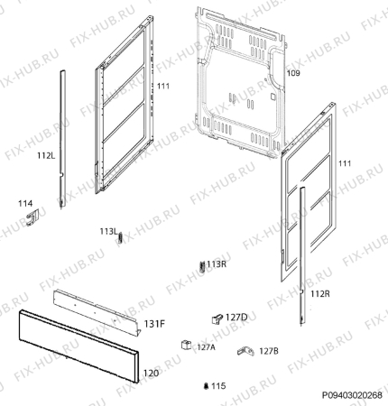 Взрыв-схема плиты (духовки) Electrolux EKI51300OX - Схема узла Housing 001