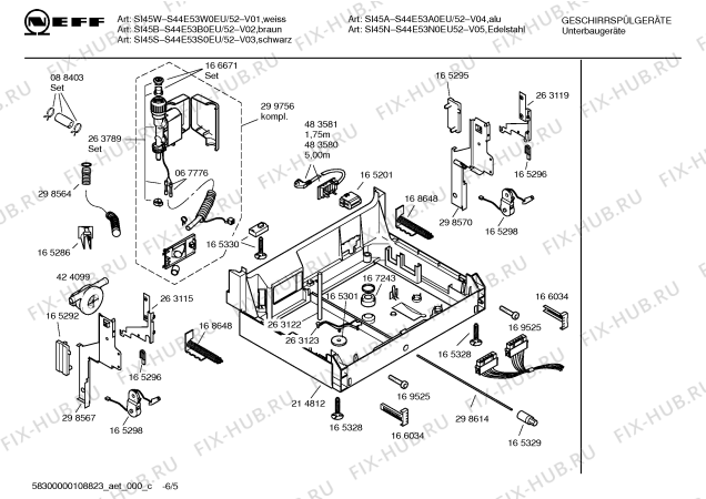 Схема №1 S4433A2 SI537B с изображением Инструкция по эксплуатации для электропосудомоечной машины Bosch 00586599