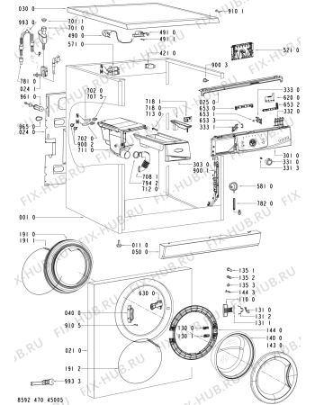 Схема №1 AWO/D 43420 с изображением Обшивка для стиральной машины Whirlpool 481245217891