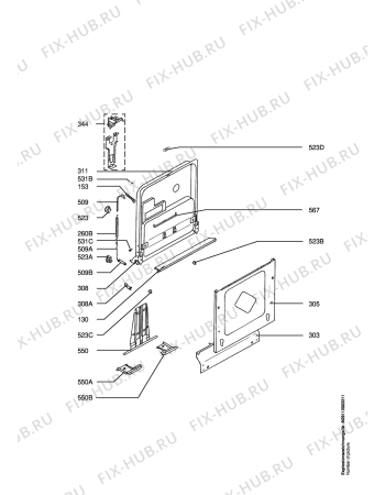 Взрыв-схема посудомоечной машины Arthurmartinelux ASL6229 - Схема узла Door 003