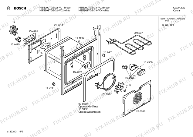 Схема №1 HBN202SGB с изображением Инструкция по эксплуатации для плиты (духовки) Bosch 00519998