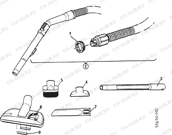 Взрыв-схема пылесоса Electrolux Z1870 - Схема узла Section 2