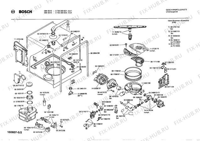 Схема №1 0730300921 SMI9310 с изображением Панель для посудомойки Bosch 00115528