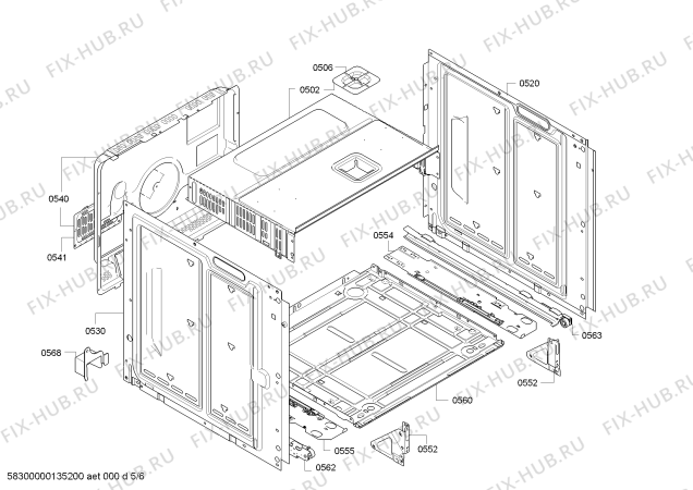 Взрыв-схема плиты (духовки) Bosch HEB36D450 - Схема узла 05