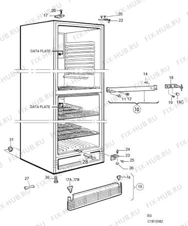 Взрыв-схема холодильника Husqvarna Electrolux GME185KF - Схема узла C10 Cabinet