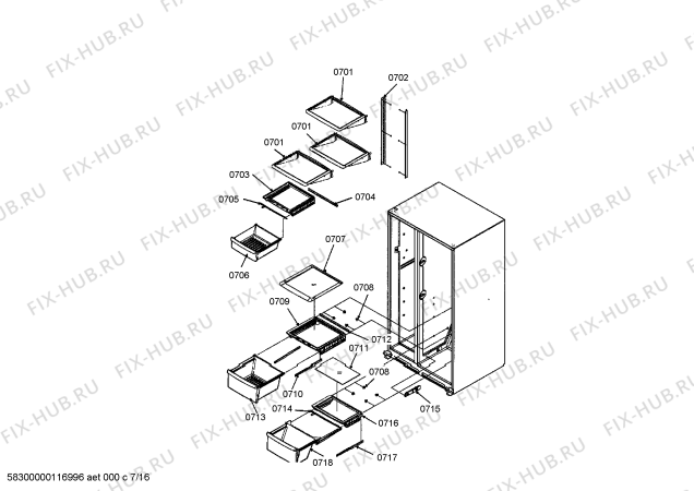 Схема №1 RS495300 с изображением Декоративная планка для холодильника Bosch 00669363