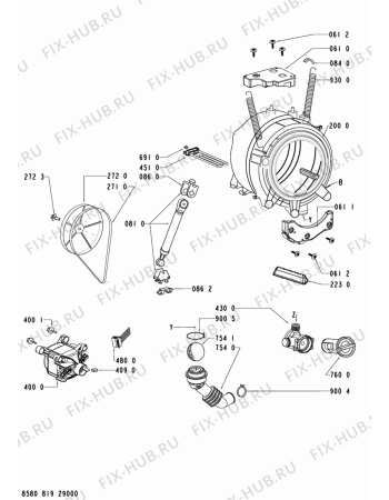 Схема №1 FL 1266 с изображением Обшивка для стиральной машины Whirlpool 480111100454