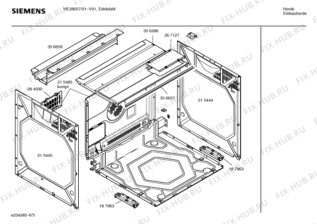 Взрыв-схема плиты (духовки) Siemens HE28057 - Схема узла 05