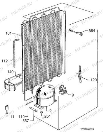 Взрыв-схема холодильника Electrolux ERC39353X - Схема узла Cooling system 017