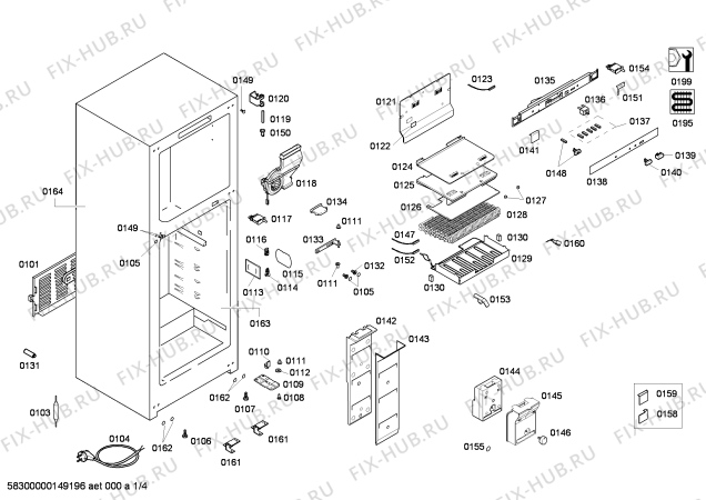 Схема №1 KD45NX63NE с изображением Дверь для холодильной камеры Siemens 00249855