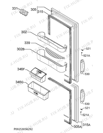 Взрыв-схема холодильника Zanussi ZRB38337XA - Схема узла Door 003