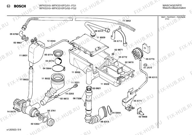 Схема №4 WFK5310FG WFK5310 с изображением Панель для стиралки Bosch 00271635