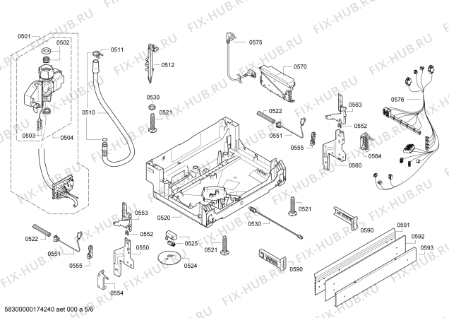 Взрыв-схема посудомоечной машины Bosch SMU86P15DE Exclusiv, made in Germany - Схема узла 05