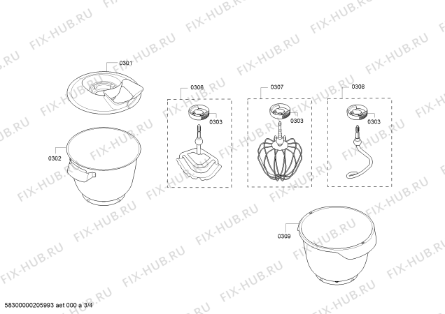 Взрыв-схема кухонного комбайна Bosch MUM9BX5S22 OptiMUM - Схема узла 03
