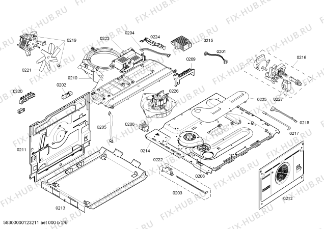 Взрыв-схема плиты (духовки) Bosch HEN760651 - Схема узла 02