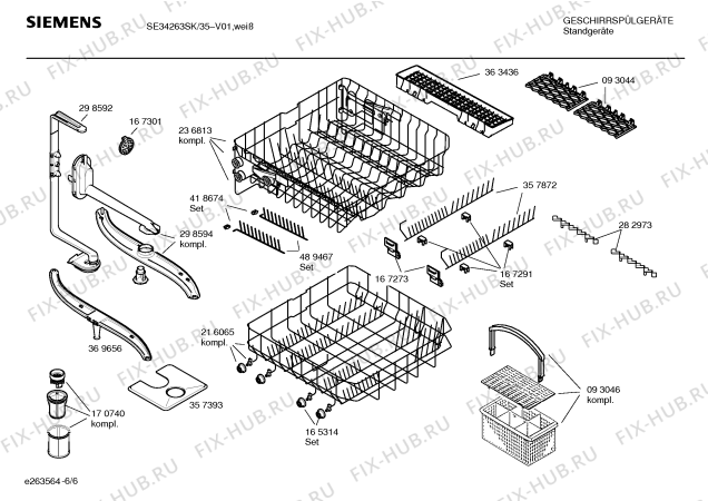 Схема №1 SE34263SK с изображением Краткая инструкция для посудомойки Siemens 00588131