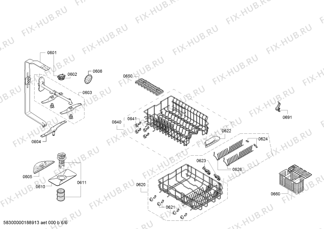 Схема №1 SR64E003RU с изображением Силовой модуль запрограммированный для посудомойки Siemens 12017210