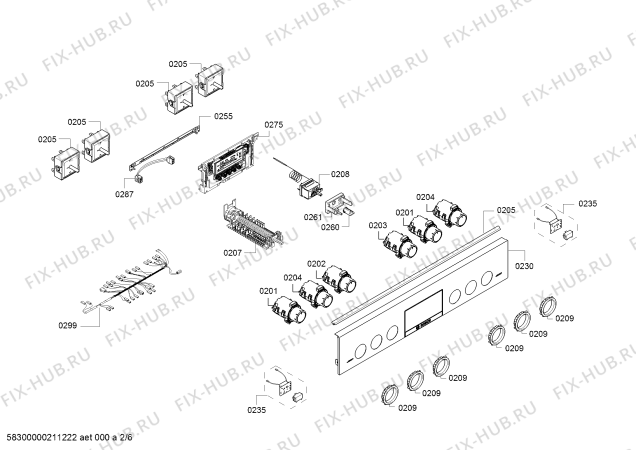 Схема №1 HKS59G220U с изображением Панель управления для электропечи Bosch 11025428