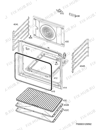 Взрыв-схема плиты (духовки) Aeg ECE455020M - Схема узла Oven