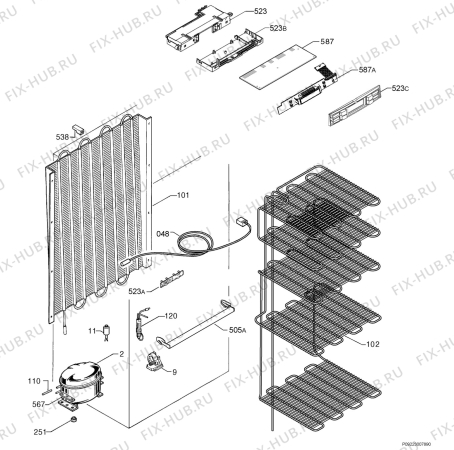 Взрыв-схема холодильника Privileg 00256570_41695 - Схема узла Cooling system 017